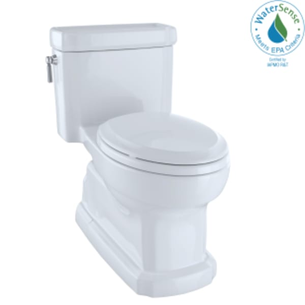 TOTO® Eco Guinevere® Elongated 1.28 GPF Universal Height Skirted Toilet with CEFIONTECT® and SoftClose Seat, Cotton White - MS974224CEFG#01