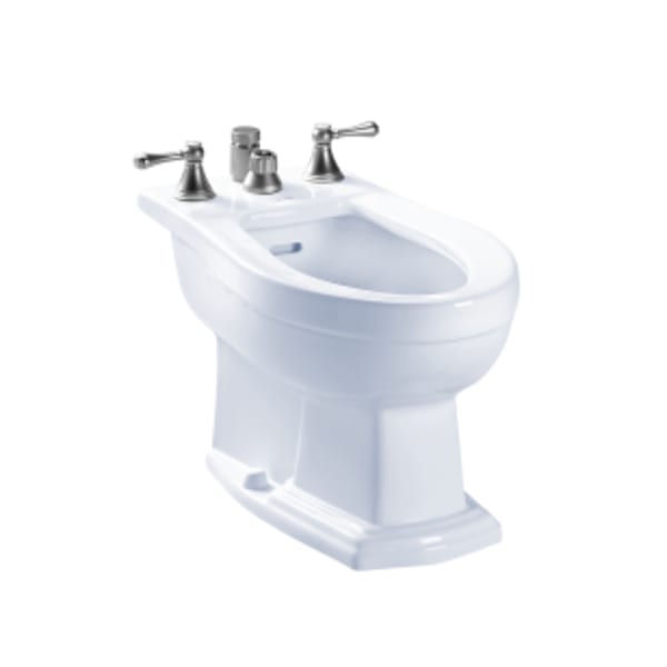 TOTO® Clayton® Deck Mount Vertical Spray Flushing Rim Bidet, Cotton White - BT784B#01