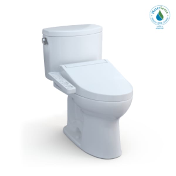 TOTO® WASHLET+® Drake® II Two-Piece Elongated 1.28 GPF Toilet and WASHLET+® C2 Bidet Seat, Cotton White - MW4543074CEFG#01