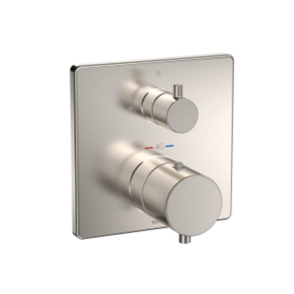TOTO® Square Thermostatic Mixing Valve with Volume Control Shower Trim, Brushed Nickel - TBV02403U#BN