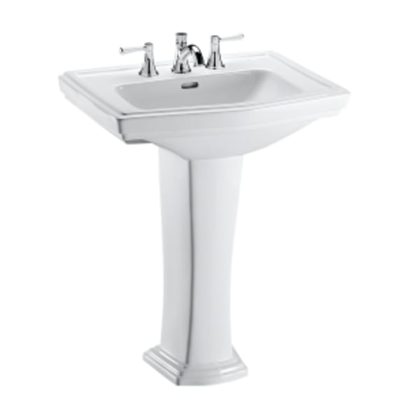 TOTO® Clayton® Rectangular Pedestal Bathroom Sink for 8" Center Faucets, Cotton White - LPT780.8#01