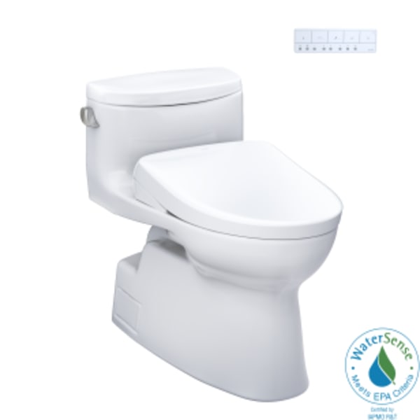 TOTO® WASHLET®+ Carolina® II One-Piece Elongated 1.28 GPF Toilet and WASHLET®+ S7 Contemporary Bidet Seat, Cotton White - MW6444726CEFG#01