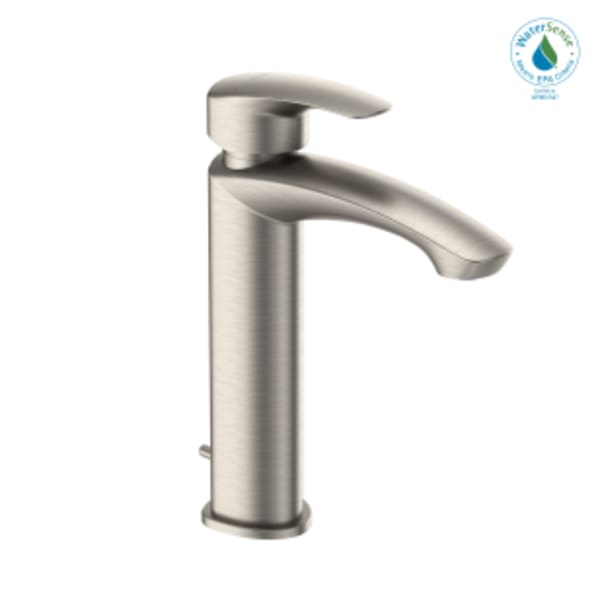 TOTO® GM 1.2 GPM Single Handle Semi-Vessel Bathroom Sink Faucet with COMFORT GLIDE Technology, Brushed Nickel - TLG09303U#BN