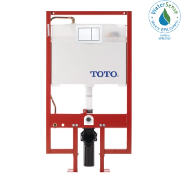 TOTO® DuoFit® In-Wall Dual Flush 0.9 and 1.6 GPF Tank System Copper Supply line and White Rectangular Push Plate - WT152800M#WH