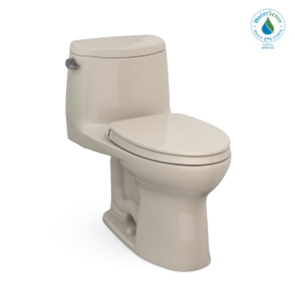 TOTO® UltraMax® II One-Piece Elongated 1.28 GPF Universal Height Toilet with CEFIONTECT and SS124 SoftClose Seat, WASHLET+ Ready, Bone - MS604124CEFG#03