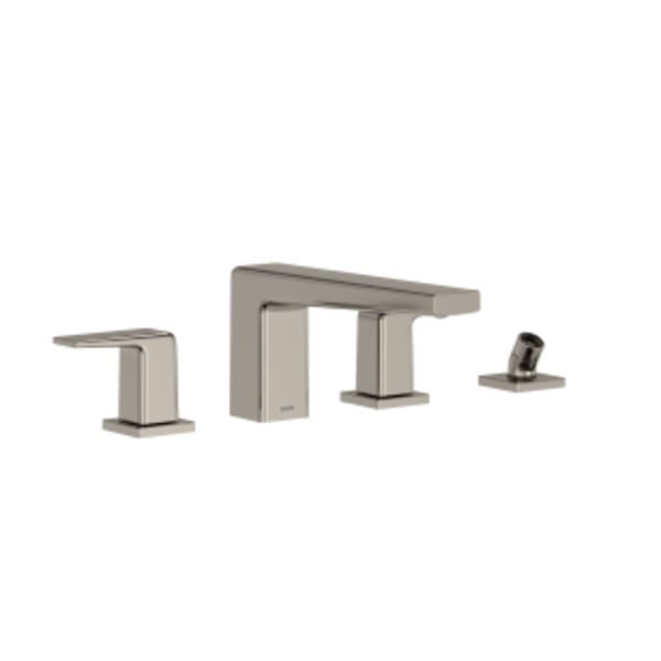TOTO® GB Two-Handle Deck-Mount Roman Tub Filler Trim with Handshower, Polished Nickel - TBG10202U#PN