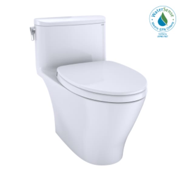 TOTO® Nexus® One-Piece Elongated 1.28 GPF Universal Height Toilet with CEFIONTECT® and SS124 SoftClose Seat, WASHLET®+ Ready, Cotton White - MS642124CEFG#01