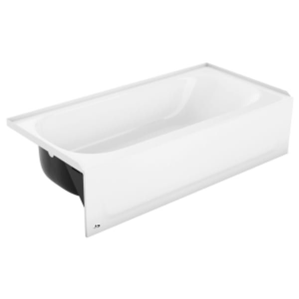 60" x 30" x 14-1/4", 33.31 Gallon Water Capacity, 12-1/8" Water Depth, 2-1/8" Left Drain, White, Porcelain Enameled Seamless Steel, Rectangle, Alcove, Bathtub