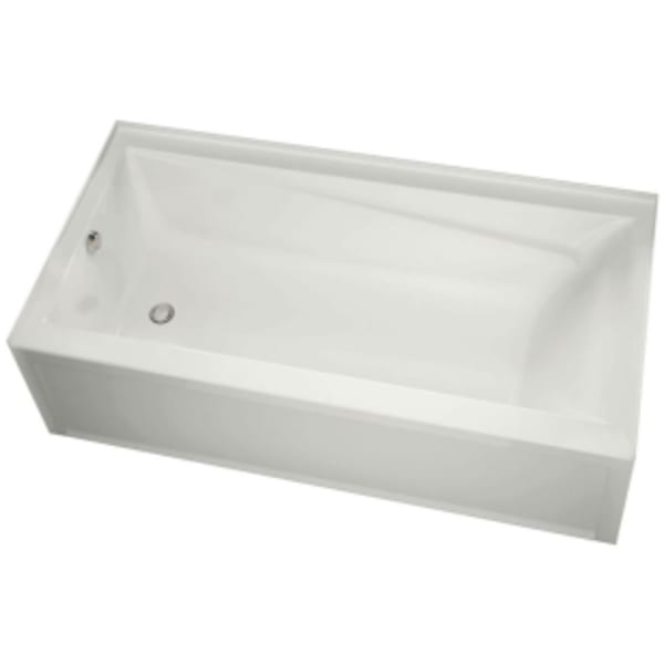 59-3/4" x 30" x 17-3/4", 16-1/2" Water Depth, 44 Gallon, Left Hand Drain, White, Acrylic, Alcove, Rectangular, Soaker, Bathtub