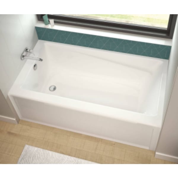 59-3/4" x 32" x 17-3/4", 16-1/4" Water Depth, 46 Gallon, Left Hand Drain, White, Acrylic, Alcove, Rectangular, Soaker, Bathtub