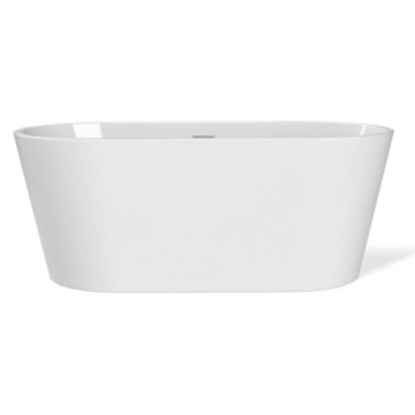 58" x 29" x 23", 63 Gallon, 18" Water Depth, White, Acrylic, Center Drain, Freestanding, Bathtub