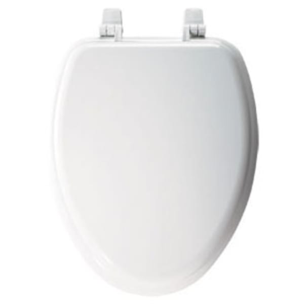 Bemis - 14-1/2" x 17-1/16", White/Multi-Coated Enamel Molded Wood, Closed Front, Round, Toilet Seat with Cover