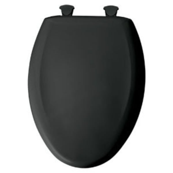 Bemis - 14-15/16" x 18-3/4", Whisper Close Plastic Hinge, Black, Plastic, Closed Front, Elongated, Toilet Seat with Cover