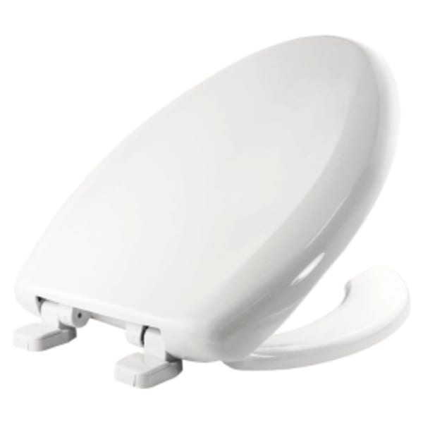 Bemis - Top-Tite® 14-5/16" x 18-3/4", White, Plastic, Plastic Top-Tite Hinge, Open Front, Elongated, Heavy Duty, Toilet Seat with Cover