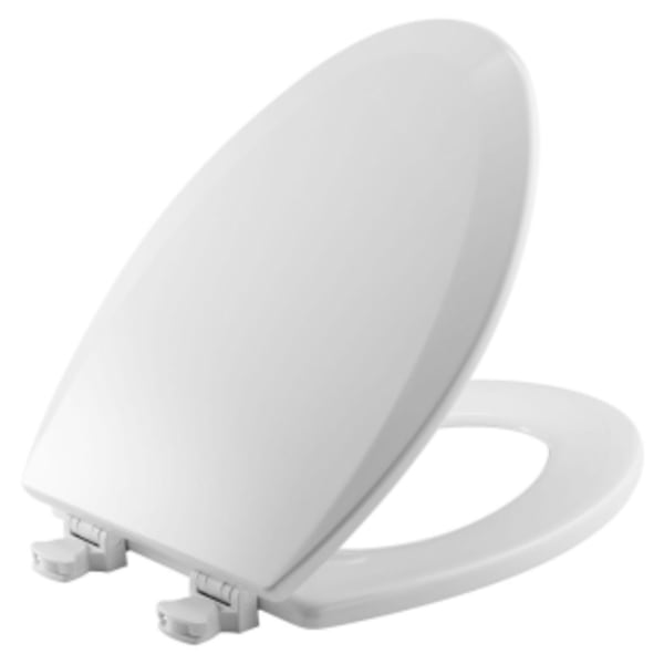Bemis - 14-1/8" x 18-7/8", White, Enameled Wood, Plastic Hinge, Closed Front, Elongated, Toilet Seat with Cover