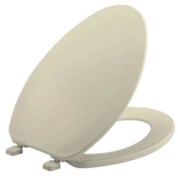 Bemis - 14-1/8" x 18-5/8", Top-Tite Plastic Hinge, Bone, Plastic, Closed Front, Elongated, Residential Toilet Seat with Cover