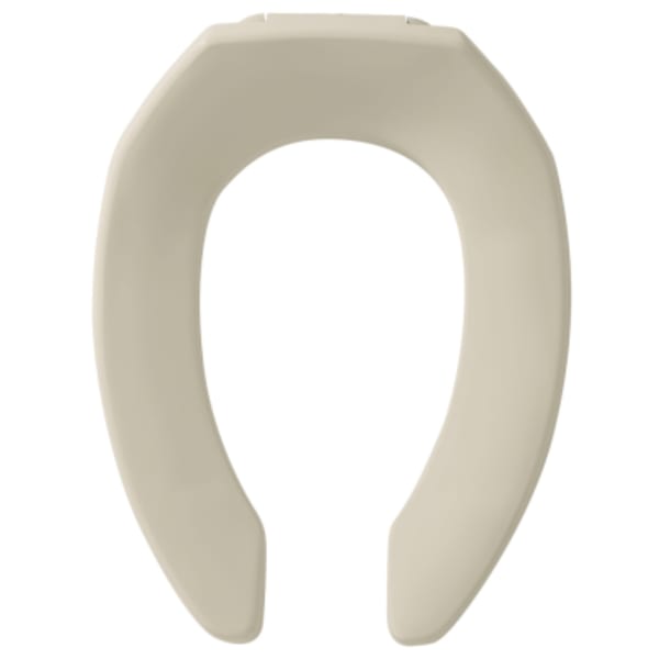 Bemis - 14-1/2" x 18-9/16", Non-Self-Sustaining Check Plastic Hinge, Bone, Plastic, Open Front, Elongated, Heavy Duty, Toilet Seat without Cover