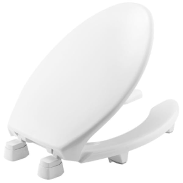 Bemis - MEDIC-AID®, STA-TITE® 14-3/16" x 18-9/16", White, Plastic, 2" Lift Plastic Hinge, Open Front, Elongated, Heavy Duty, Toilet Seat with Cover