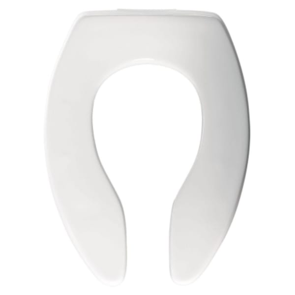 Bemis - STA-TITE® 14-1/4" x 18-7/16", White, Plastic, Non-Self-Sustaining Check/Self-Sustaining Check Hinge, Elongated, Open Front, Extra Heavy Duty, Toilet Seat without Cover