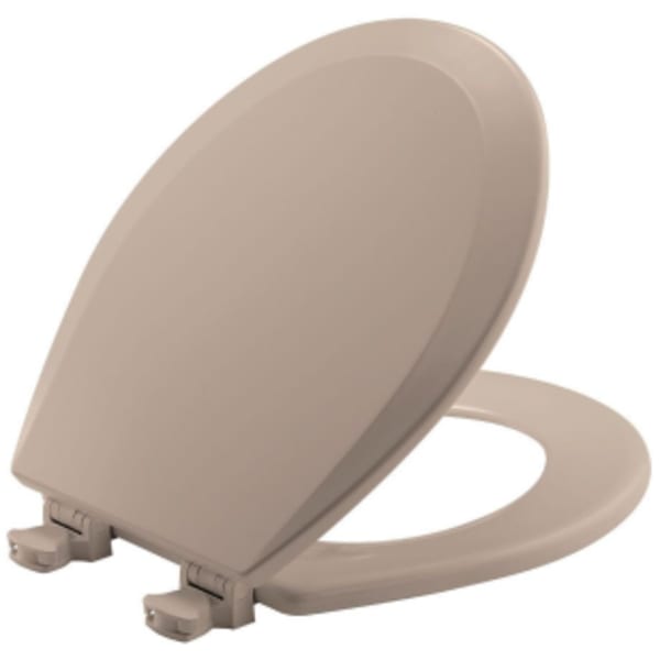 Bemis - 14-3/8" x 16-7/8", Bone, Enameled Wood, Closed Front, Round, Residential Toilet Seat with Cover