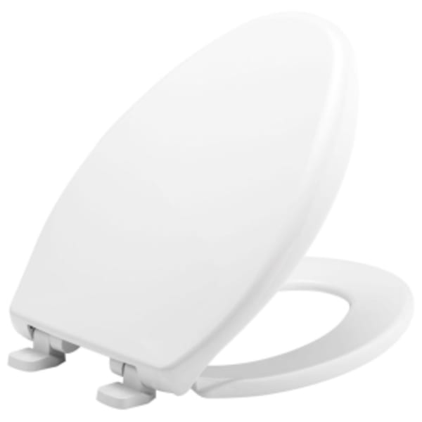 Bemis - STA-TITE® 14" x 18-1/2", White Plastic, Plastic Hinge, Elongated, Closed Front, Toilet Seat with Cover