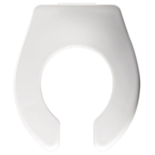 Bemis - 13-7/16" x 15-1/4", White, Plastic, STA-TITE Check Hinge, Open Front, Toddler/Baby, Heavy Duty, Commercial Toilet Seat without Cover