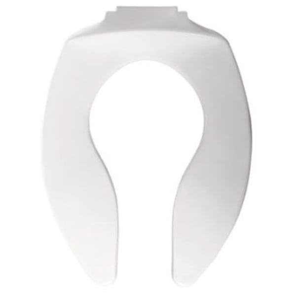 Bemis - 14-1/4" x 18-7/16", Self-Sustaining Check Hinge, White, Plastic, Open Front, Elongated, Heavy Duty, Commercial Toilet Seat without Cover