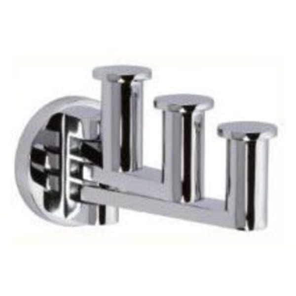 Polished Chrome, Solid Brass, Triple Pivoting, Robe Hook