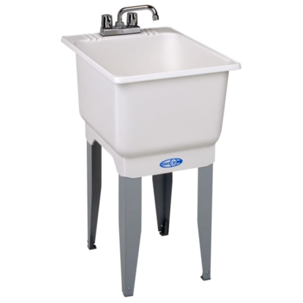 E.L. Mustee & Sons - UTILITUB® (Laundry/Utility Sink) White, Single Bowl Sinks Thermoplastic (Tub), Steel (Leg) - 18" x 23-1/2" x 33"