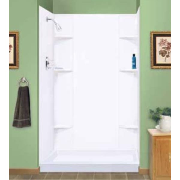 E.L. Mustee & Sons - DURAWALL® (Wall & Door Components) Glossy Bone, Shower Bases & Walls - 5-Piece, Rectangle, Corner, Alcove (64" x 41-1/2" x 71-1/2")