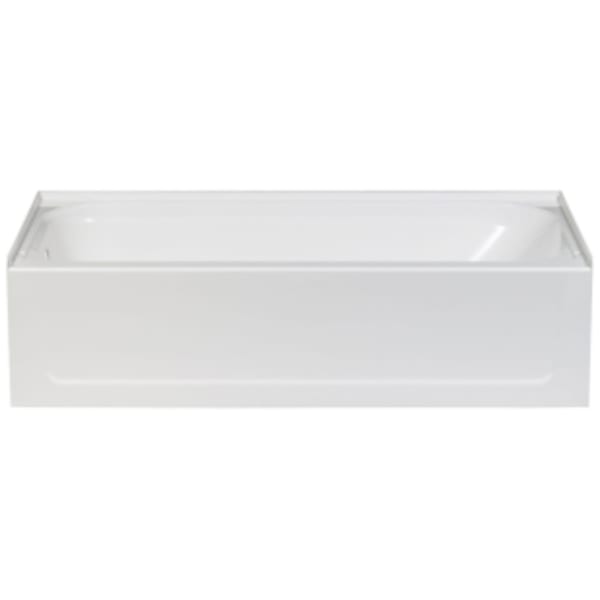 60" x 30" x 15-3/4", 11-3/4" Water Depth, Semi-Gloss White, Molded Fiberglass, 2" Left Hand Drain, Rectangle in Outside, 1-Piece, Alcove, Bathtub