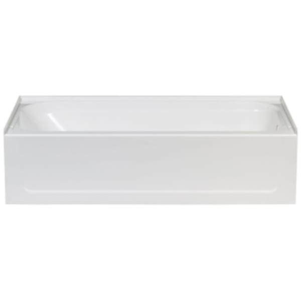 60" x 30" x 15-3/4", 11-3/4" Water Depth, Semi-Gloss White, Molded Fiberglass, 2" Right Hand Drain, Rectangle in Outside, 1-Piece, Alcove, Bathtub