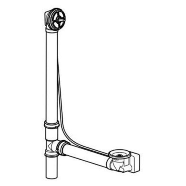 Polypropylene, Tee Bath Waste and Overflow Rough-In Unit for 17 to 24" Bathtub with 33" Stainless Steel Cable