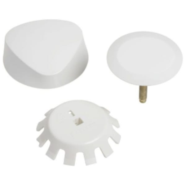 Alpine White, Molded Plastic, Trim Kit with Handle and Plunger for Turn Control Bath Waste and Overflow