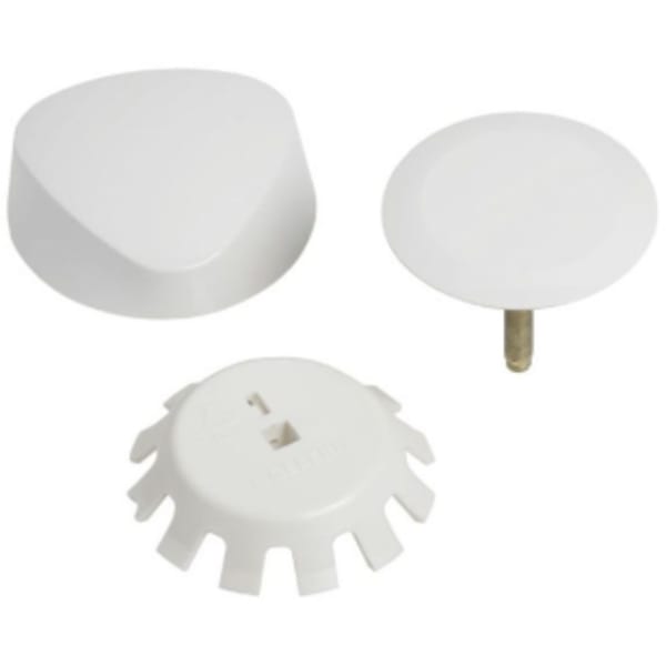 White, Molded Plastic, Trim Kit with Handle and Plunger for Bath Waste and Overflow