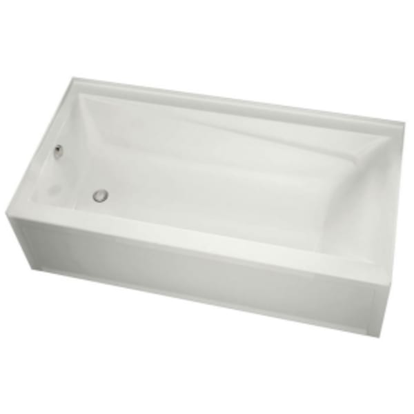 59-7/8" x 36" x 18", 16-3/8" Water Depth, 56 Gallon, White Acrylic, Left Drain, Alcove, Bathtub