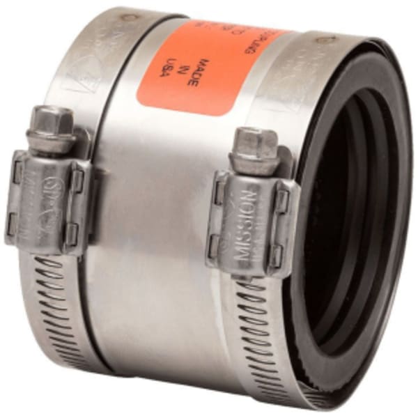 1-1/2" to 1-1/2" or 1-1/4" Cast Iron/Plastic/Steel to Plastic/Steel/Copper Mission Rubber Coupling