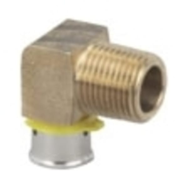 1/2" x 3/4" PEX 90° Elbow (Press)  - PureFlow® Press (Brass)
