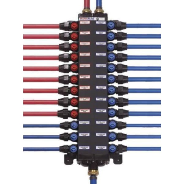 3/8", Compression x Compression, Lead-Free, 100 PSI, Polysulfone Plastic, 18-Port, Distribution Manifold