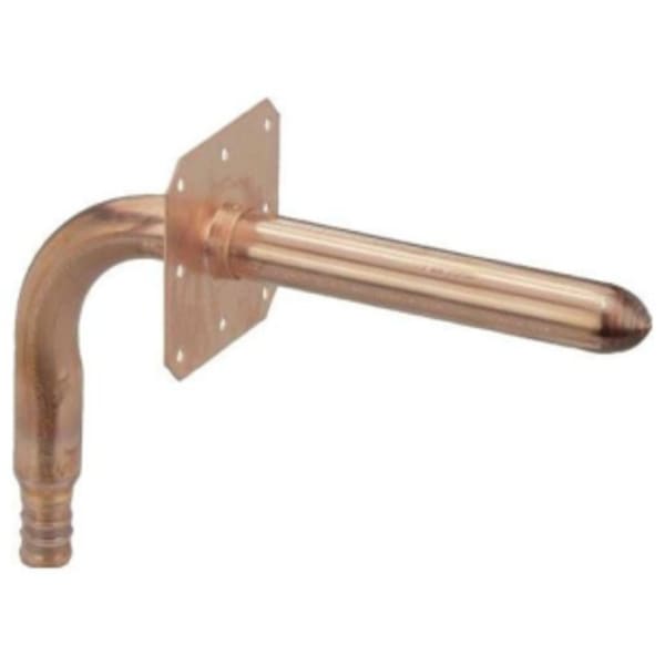 1/2" x 1/2", Crimp x FTG, 6" L, Copper, Street 90D Stubout with Wall Plate