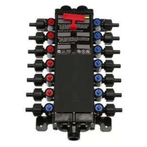 1/2" x 1/2", Crimp x Crimp, 36-Port, Lead-Free, Polyalloy, 1/4 Turn Valve, T- Handle, Distribution Manifold