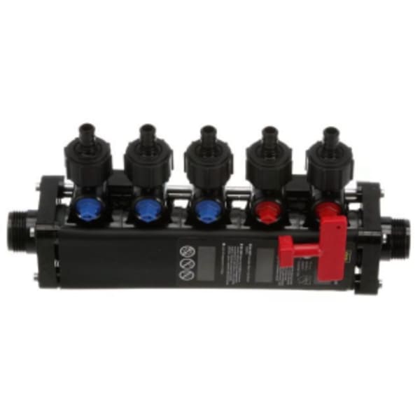14.91" x 2.5" x 4.37", 1/2" 7-Port, PEX Crimp x PEX Crimp, Lead-Free, 100 PSI, Polyalloy, Zoning Manifold