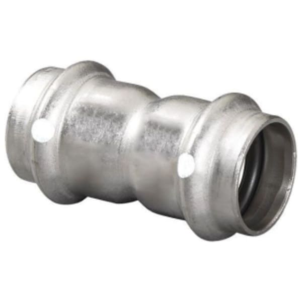 3/4" x 3/4", ProPress x ProPress, 200 PSI, 304 Stainless Steel, Straight, Coupling with Stop and FKM Sealing Element