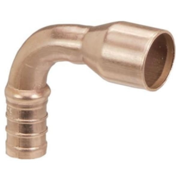 1/2" x 1/2", PureFlow Crimp x C, 160 PSI, Lead-Free, Copper, Straight, 90D Elbow