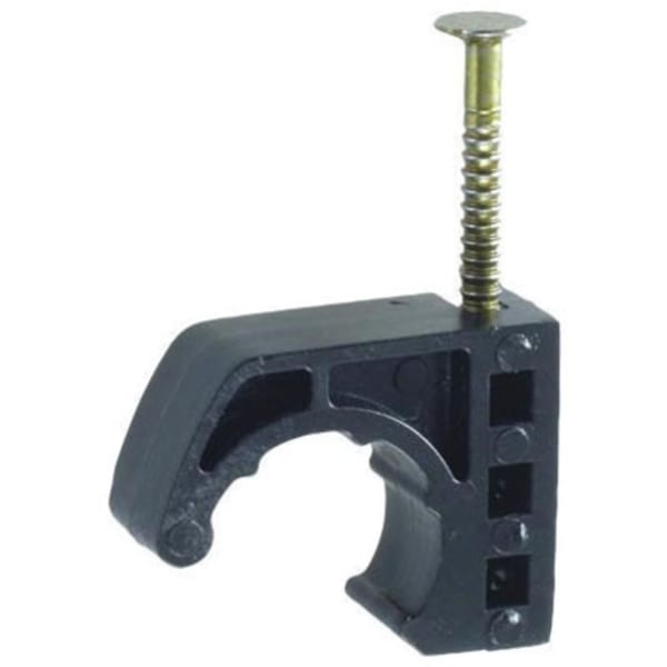 1/2", Plastic, 1-Piece, 1-Hole, PEX Tubing Fastener J-Clamp with Ring Shank Steel Nail (100 per Pack)