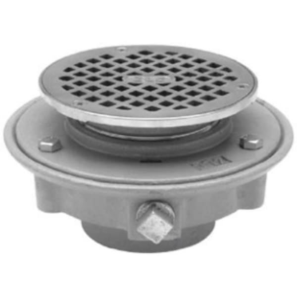 3-inch Cast-Iron, Threaded, Low Profile, Adjustable Floor Drain with Clamp Collar