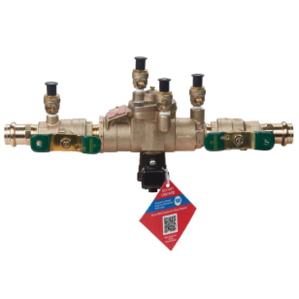 3/4" Lead Free Reduced Pressure Zone Backflow Preventer Assembly, Quarter Turn Shutoff Valves, Viega Propress(R) Adaptors, Backflow Flood Sensor
