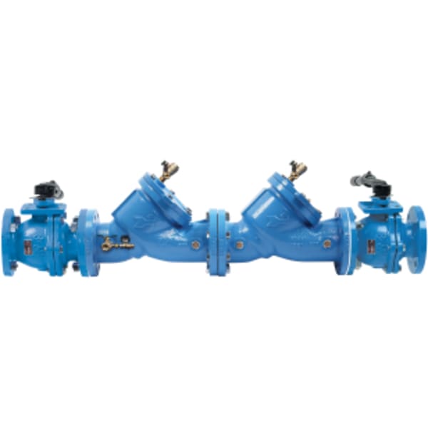6" Cast Iron Double Check Valve Backflow Preventer Assembly, QT FDA Epoxy Coated Ball Valve Shutoffs, ArmorTek Coating, Pressure-Sensing Test Cocks