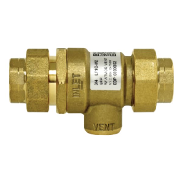 3/4" Lead Free Forged Brass Dual Check Valve Backflow Preventer with"termediate Atmospheric Vent, Female Union"let and Outlet Connections