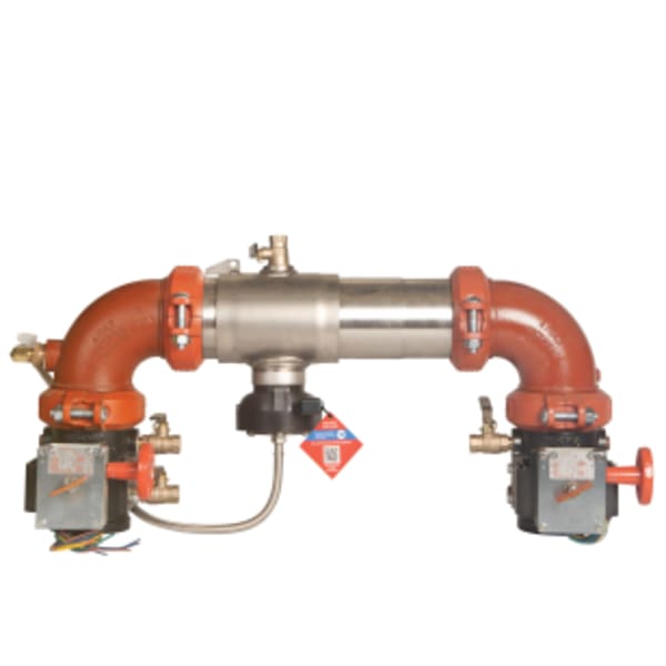 6" SS Reduced Pressure Zone Assembly Backflow Preventer, UL/FM Butterfly Valve Shutoffs, N Pattern, Backflow Flood Sensor